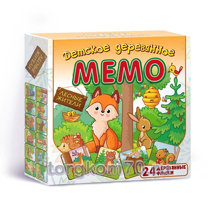 dmemoles02-05 Детское деревянное Мемо "Лесные жители" 24 дет. — изображение 1