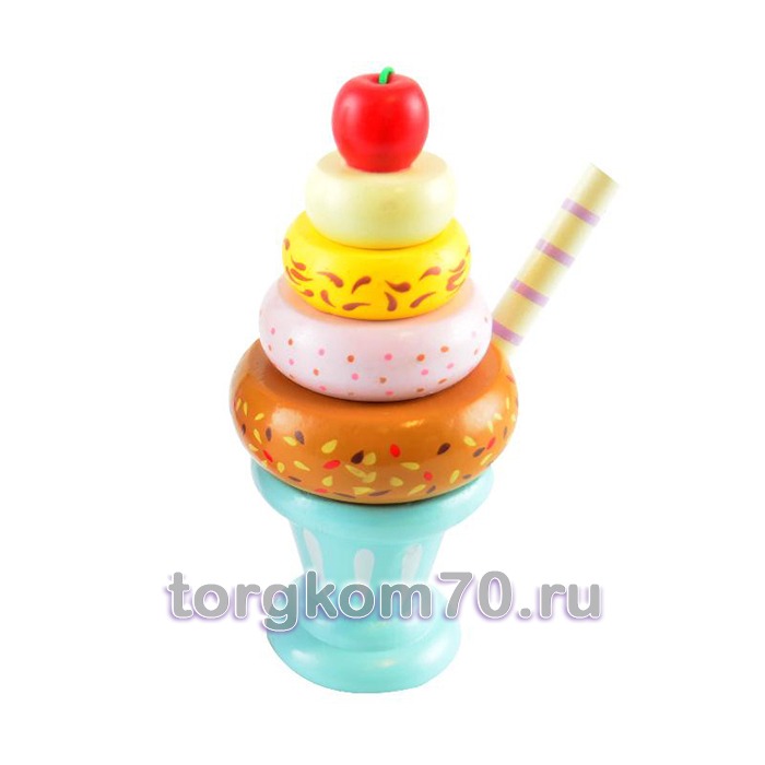 2237abda72e011ee8c928af3fd022432_631b138a72e011ee8c928af3fd022432 Деревянная игрушка-пирамидка Magni "Мороженое", мятная — изображение 1