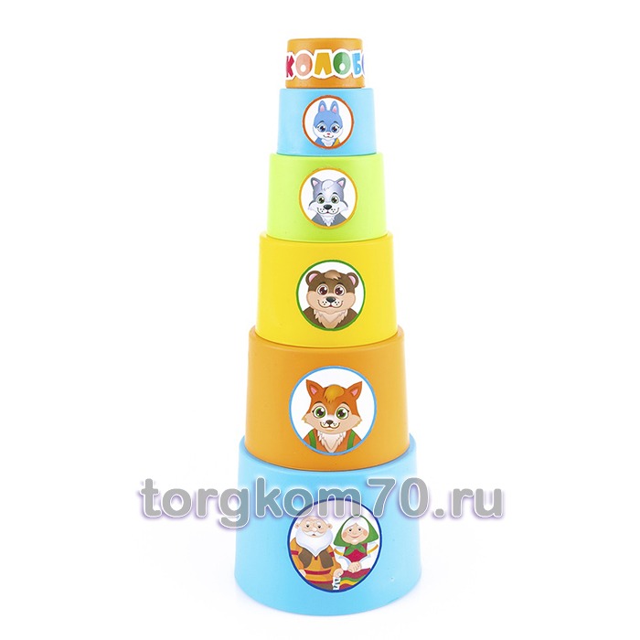de201b24838f11ee95ff8af3fd022432_3caf8460839d11ee95ff8af3fd022432 Мягкая пирамидка стаканчики с наклейками "Колобок" КНОПА — изображение 1