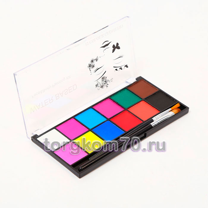 68c5c46c8dd211ee9f2f8af3fd022432_02104a709a3511ee9f2f8af3fd022432 Аква - грим профессиональный для лица и тела 12 цветов + 2 кисточки — изображение 1