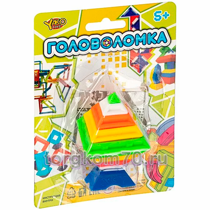 c2805f48021311ef99138af3fd022432_9e3d1610021511ef99138af3fd022432 Игр. пласт. головоломка пирамида, рус. упак. CRD 10,8х14,8 см., арт. M6234 — изображение 1